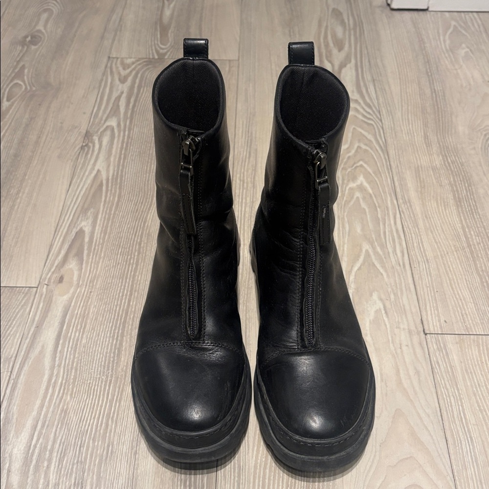 Camper Black Leather Boots with Rugged Sole